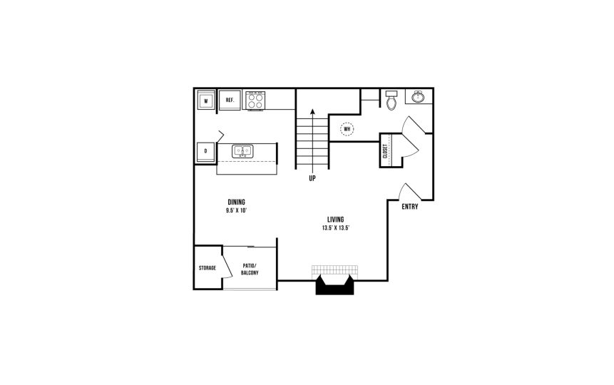 the floor plan for a two bedroom apartment at The Maxwell