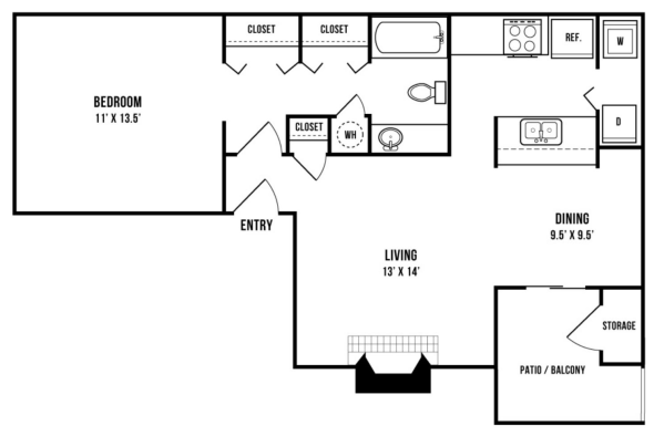 the floor plan for a two bedroom apartment at The Maxwell