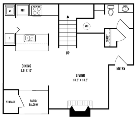 a floor plan for a two bedroom apartment at The Maxwell